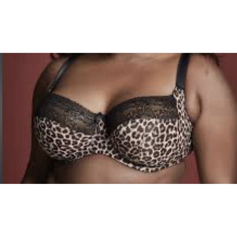 Sculptresse Women’s Bra Size 44 Black Animal Print Lace Underwire Bra